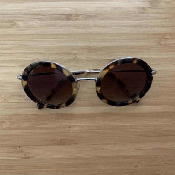 Miu Miu Brown Tortoise Round-frame Acetate Sunglasses main image 7